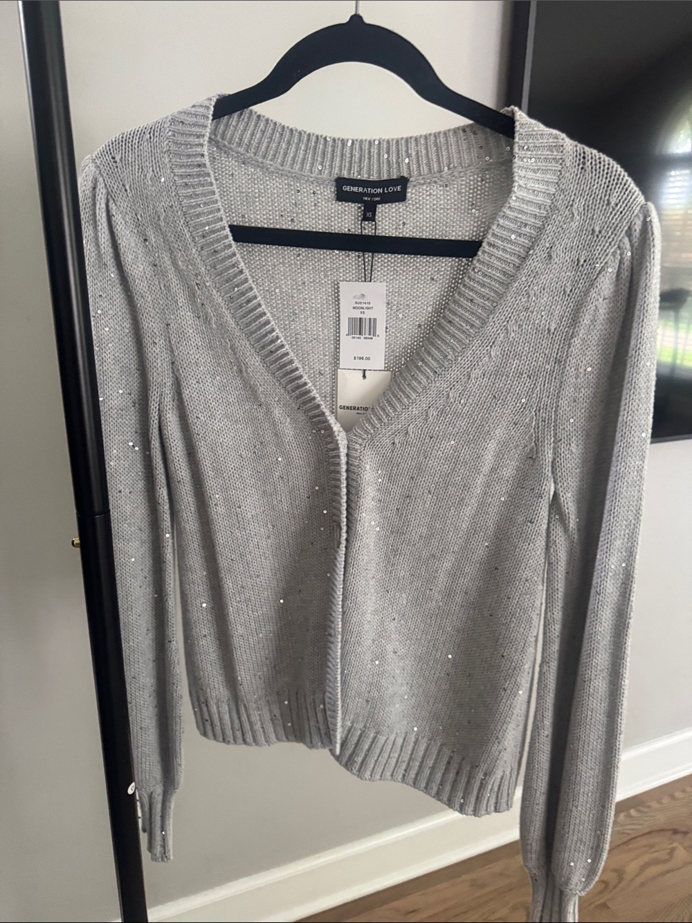 Generation Love Silver Sequin V-Neck Cardigan